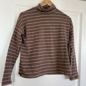 Madewell XS Turtle Neck Brown Striped Long Sleeve